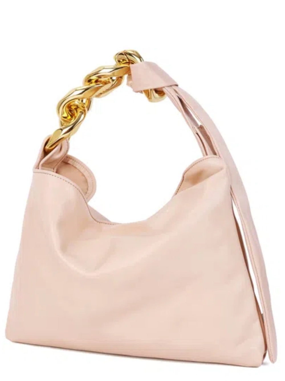 Tiffany & Fred Paris Blush Leather Golden Chain Hobo Shoulder Bag